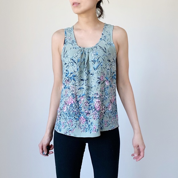 NEW Sleeveless Floral Top with Sexy Back Detailing - SAGE - Picture 5 of 5